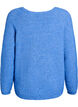 Strikbluse med V-hals og raglan&aelig;rmer, Bl&aring;, Packshot image number 1
