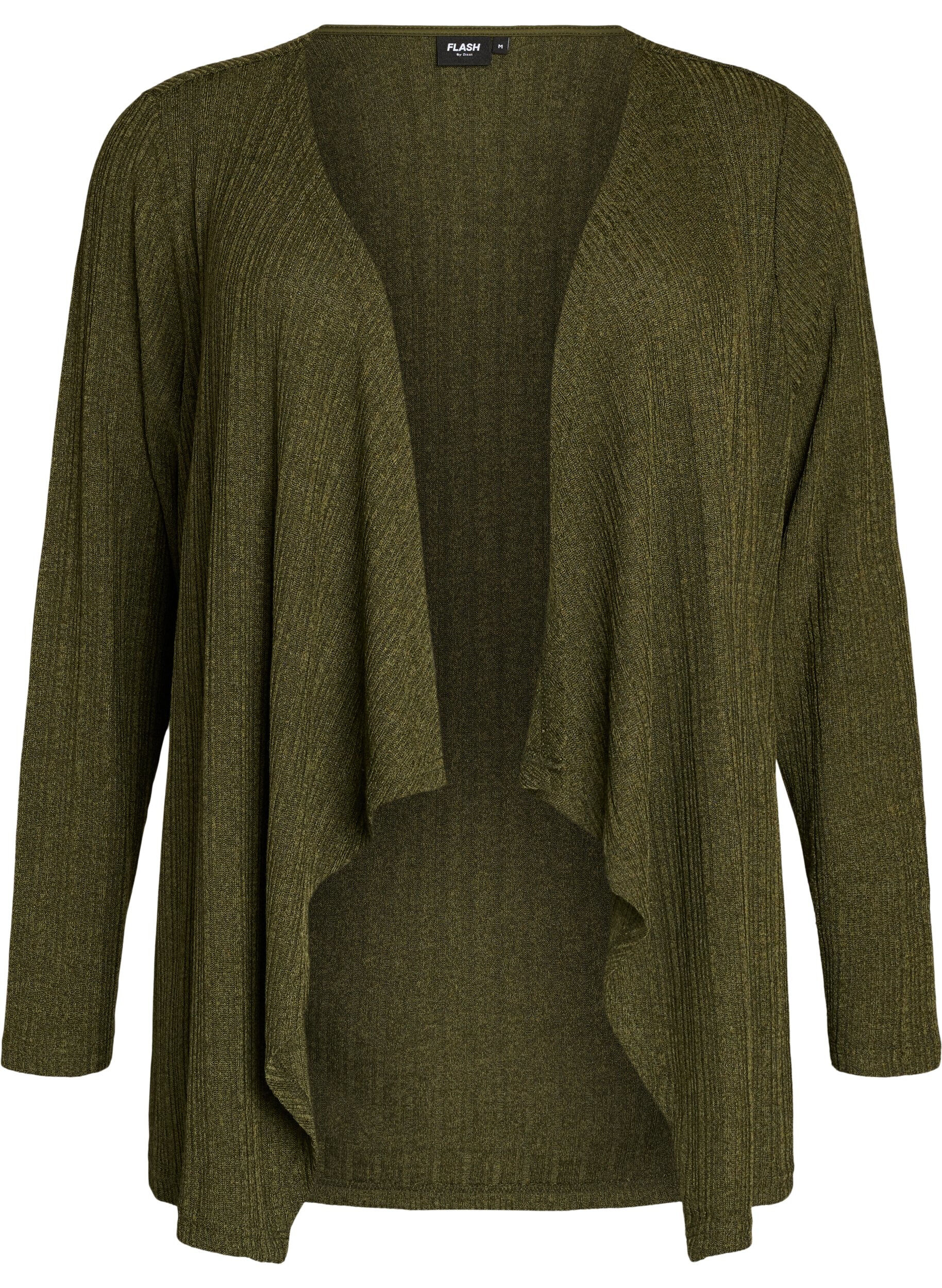 Zizzi&Aring;ben cardigan i struktureret jersey, Bl&aring;, Packshot image number 0