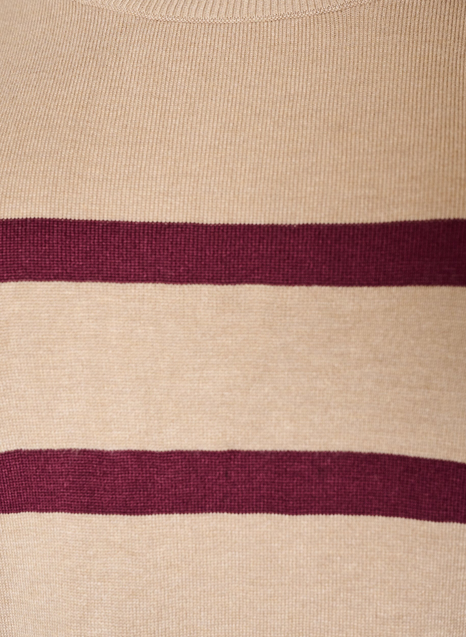 ZizziStribet strikbluse med korte &aelig;rmer, Beige, Packshot image number 2