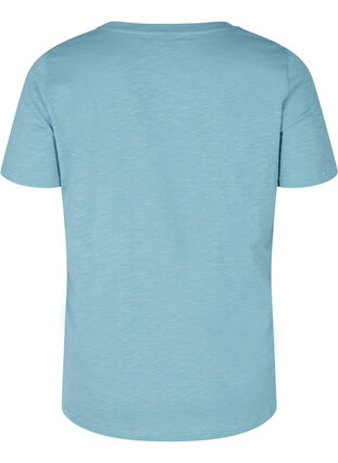 T-shirt med print i økologisk bomuld, Blue Heaven Melange, Packshot image number 1