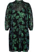 Blomstret viskosekjole med lurex struktur, Black w. Green Lurex, Packshot image number 0