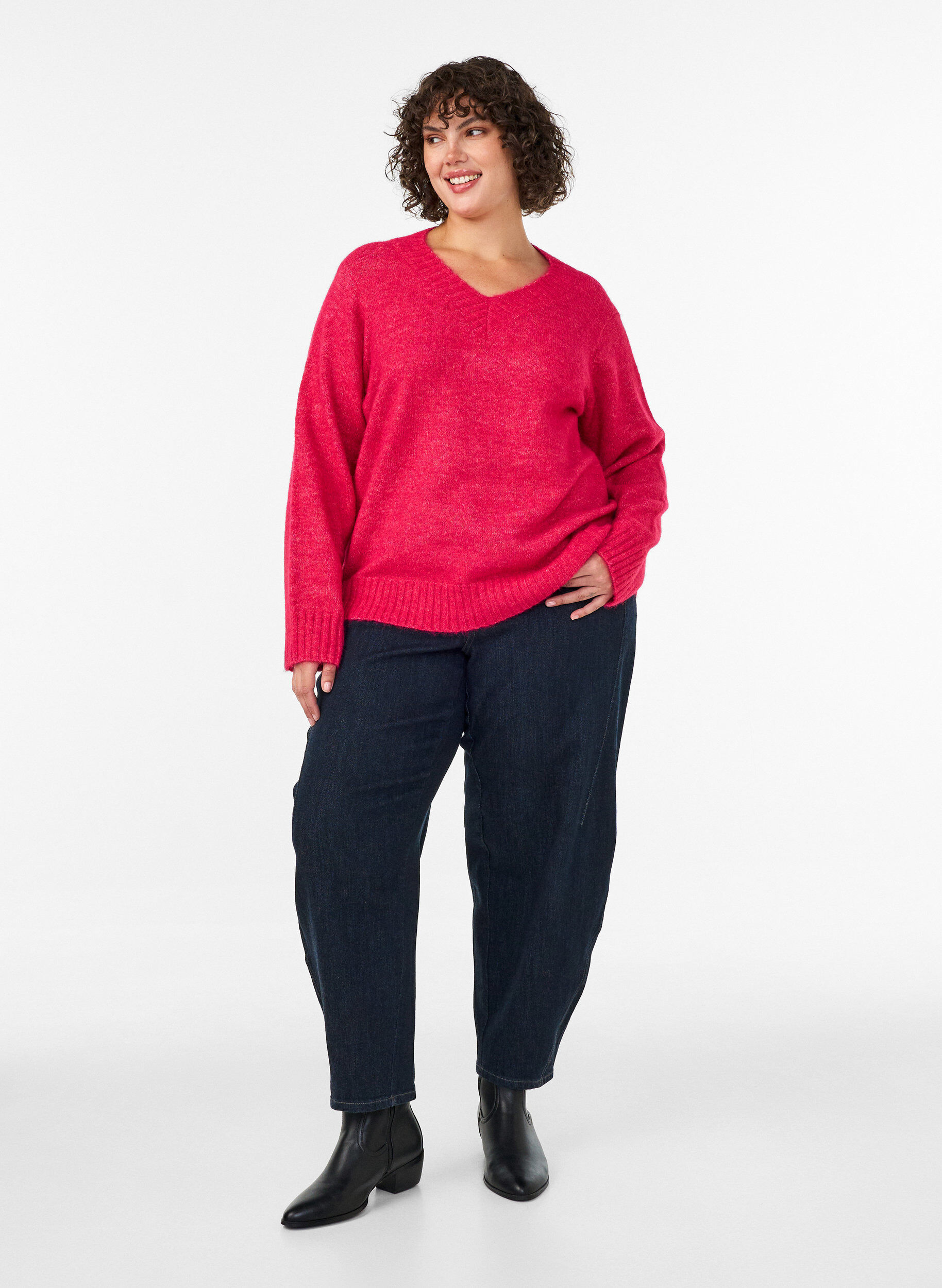 ZizziStriktr&oslash;je med V-hals, Lyser&oslash;d, Model image number 1