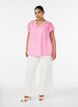 Bluse i viskose og h&oslash;r med fl&aelig;se&aelig;rmer, Lyser&oslash;d, Model image number 1