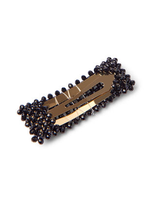 Hårspænde med sorte perler, Black, Packshot image number 1