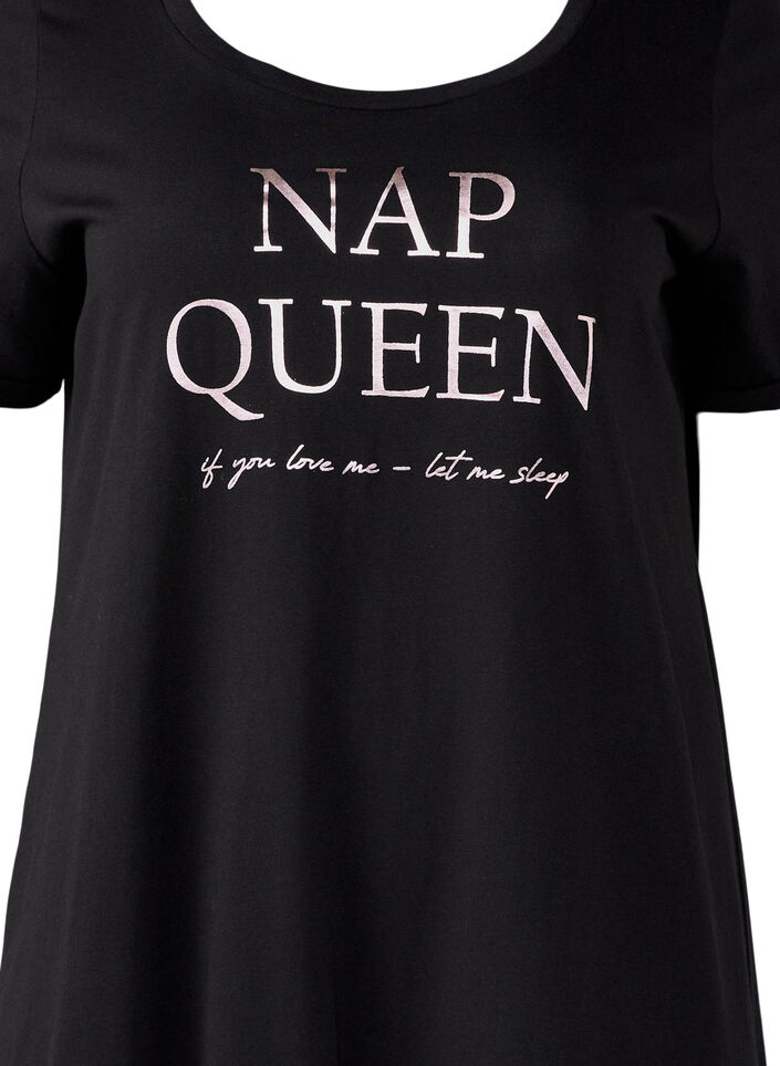 Kort&aelig;rmet natkjole i &oslash;kologisk bomuld , Sort, Packshot image number 2