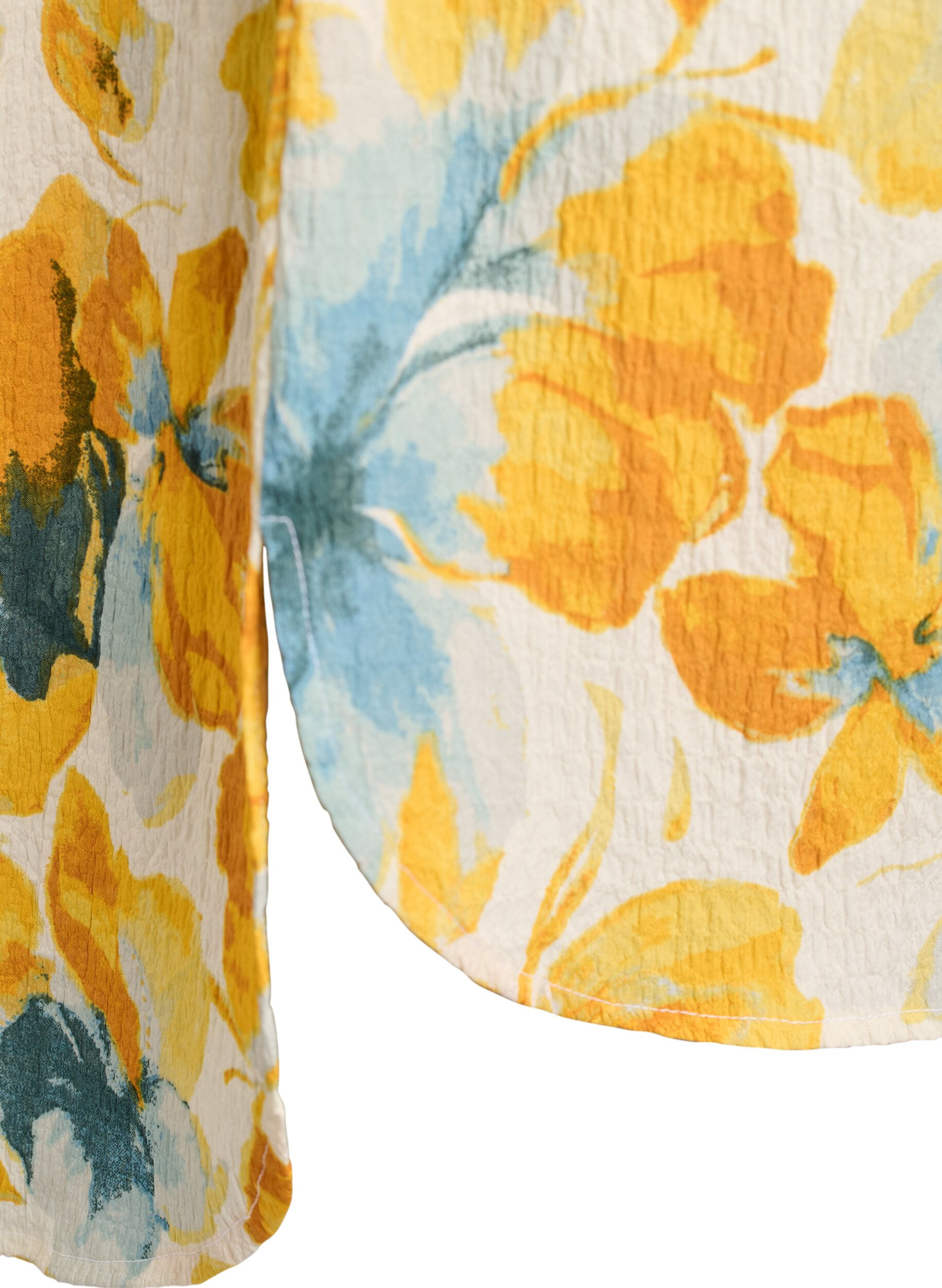 ZizziKort kjole med kr&oslash;llet struktur og korte &aelig;rmer, Gul, Packshot image number 3