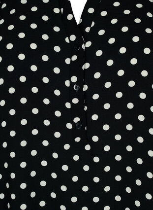 Bluse med korte ærmer og v-udskæring , Black w. Dots, Packshot image number 2