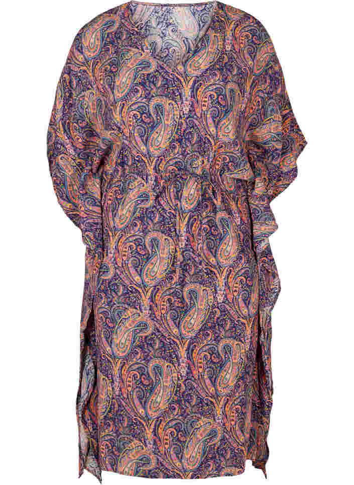 Viskose kaftan kjole med paisleyprint, Paisley AOP, Packshot image number 0