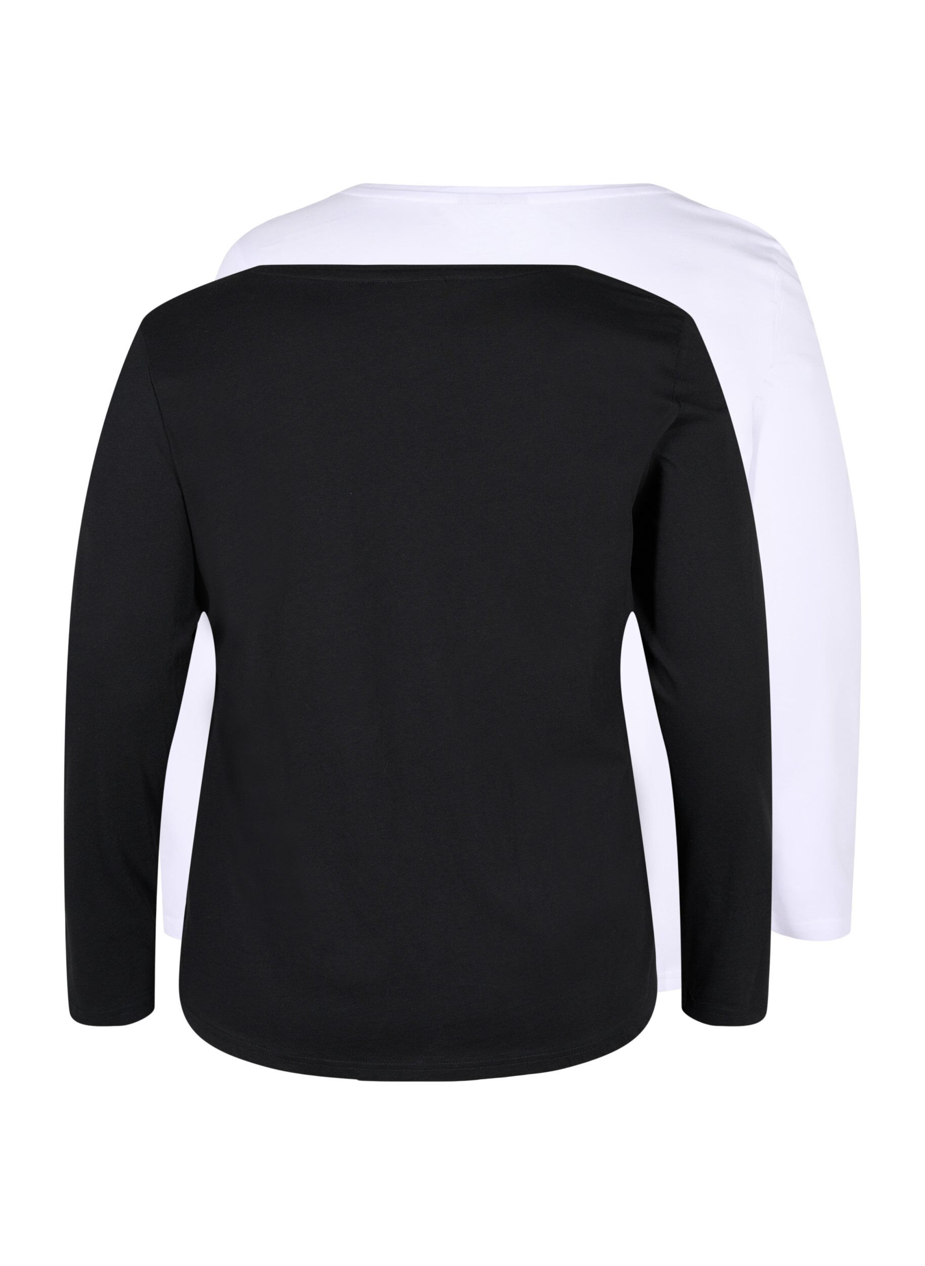 Zizzi 2-pak basis bluse i bomuld, Black/Bright W, Packshot image number 1