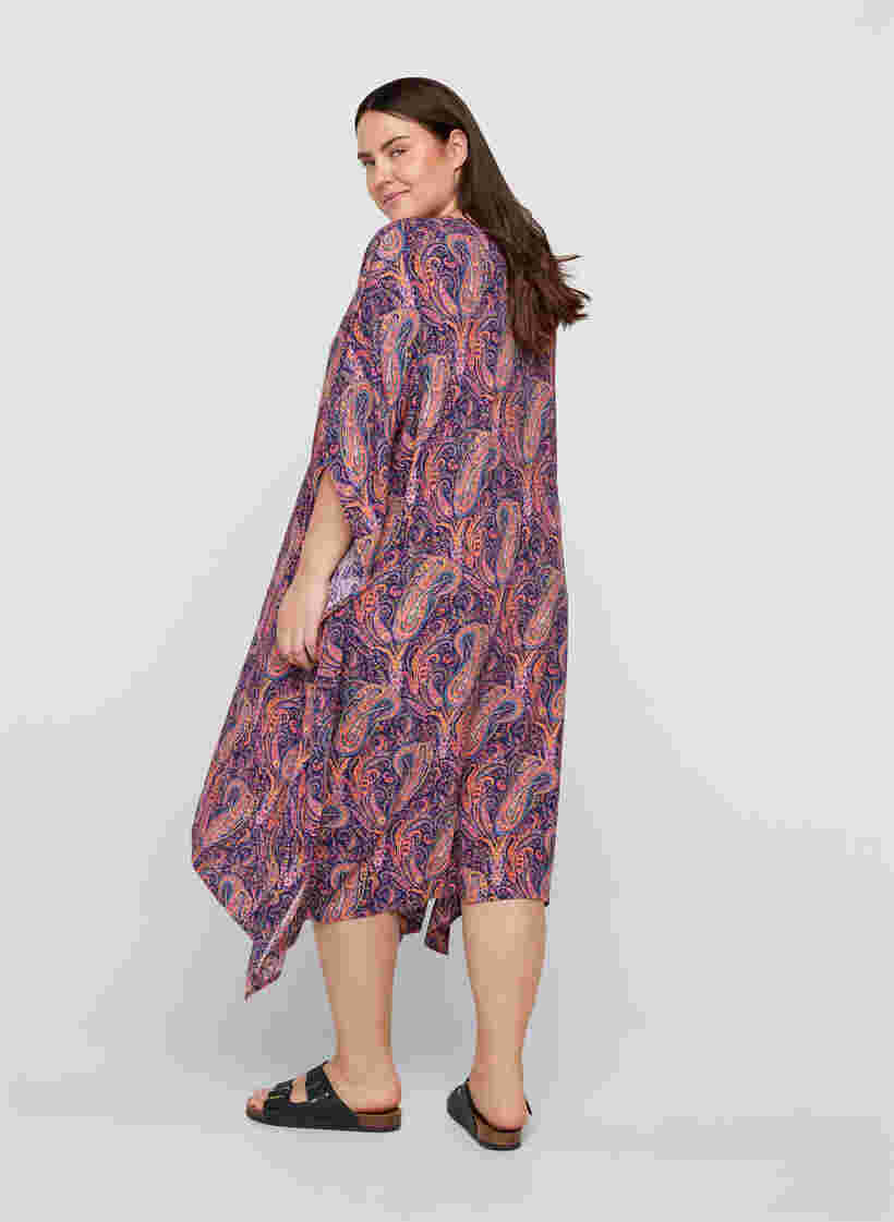 Viskose kaftan kjole med paisleyprint, Paisley AOP, Model image number 1