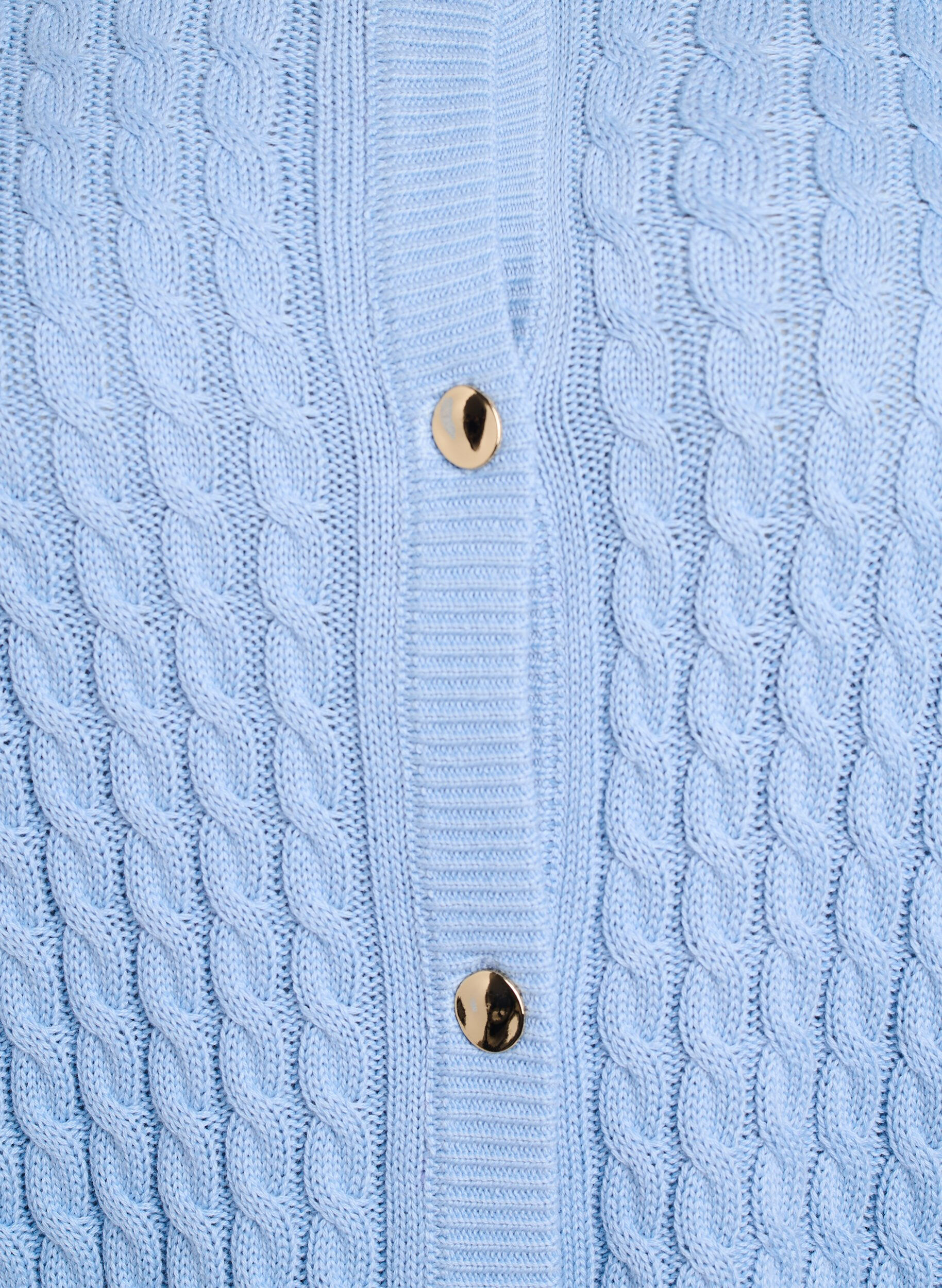 ZizziKabelstrikket cardigan med gyldne knapper, Bl&aring;, Packshot image number 2