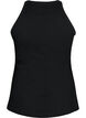 Ribbet tanktop i bomuld, Black, Packshot image number 1