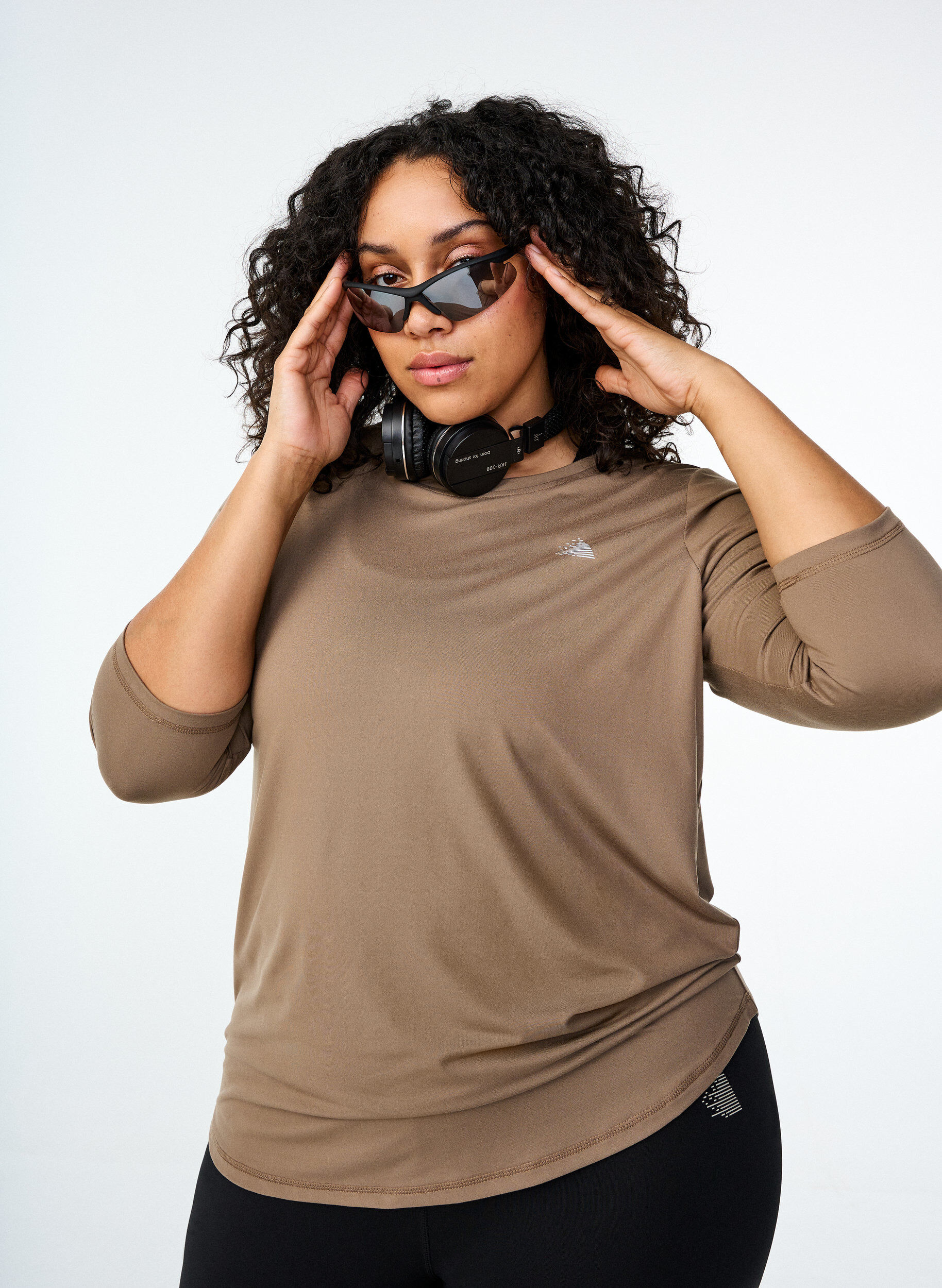 ZizziTr&aelig;ningsbluse med 3/4 &aelig;rmer, Beige, Image image number 0