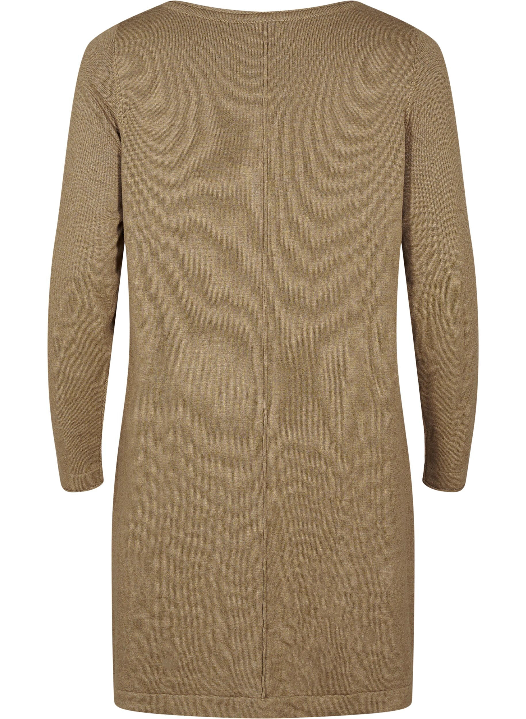 Zizzi Strikkjole i bomulds-viskosemix, Gr&oslash;n, Packshot image number 1