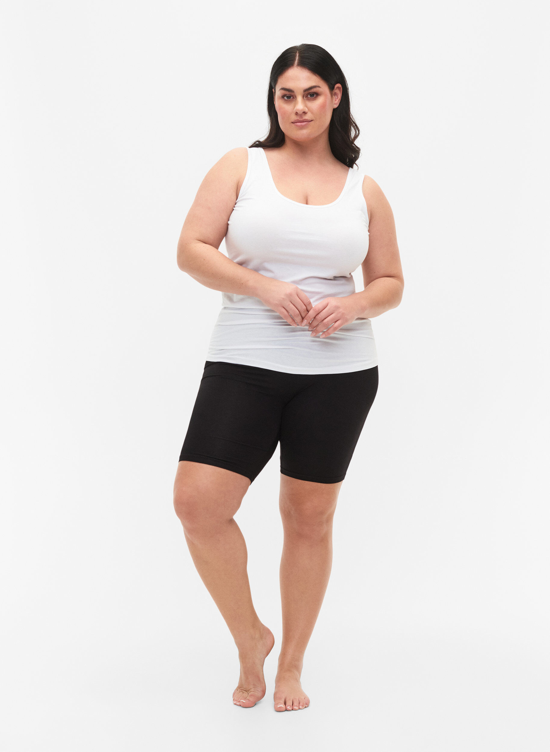 Zizzi 2-pak cykelshorts i viskose, Sort, Model image number 1