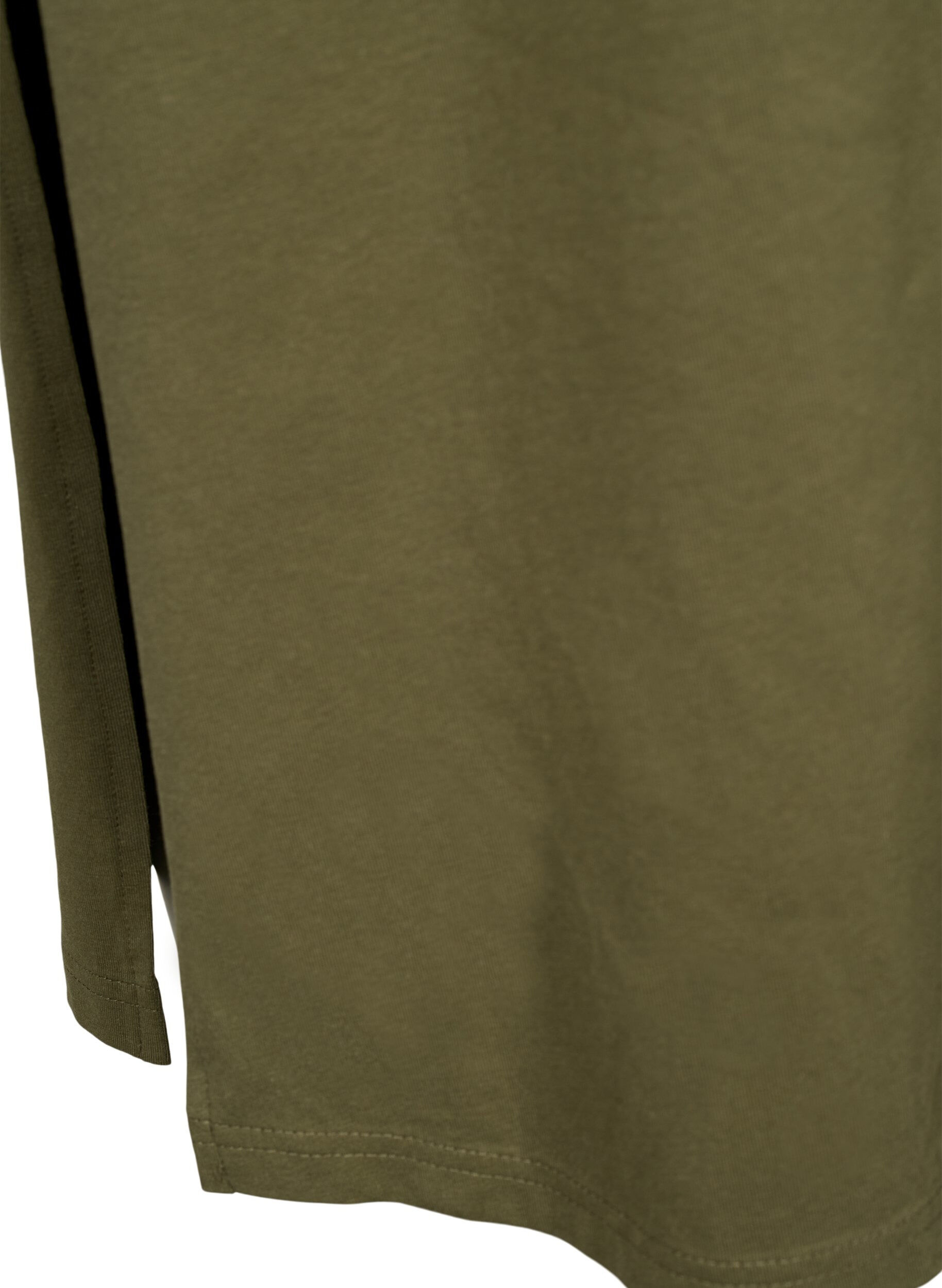 Zizzi Kort&aelig;rmet bomuldskjole med slids, Ivy Green, Packshot image number 3