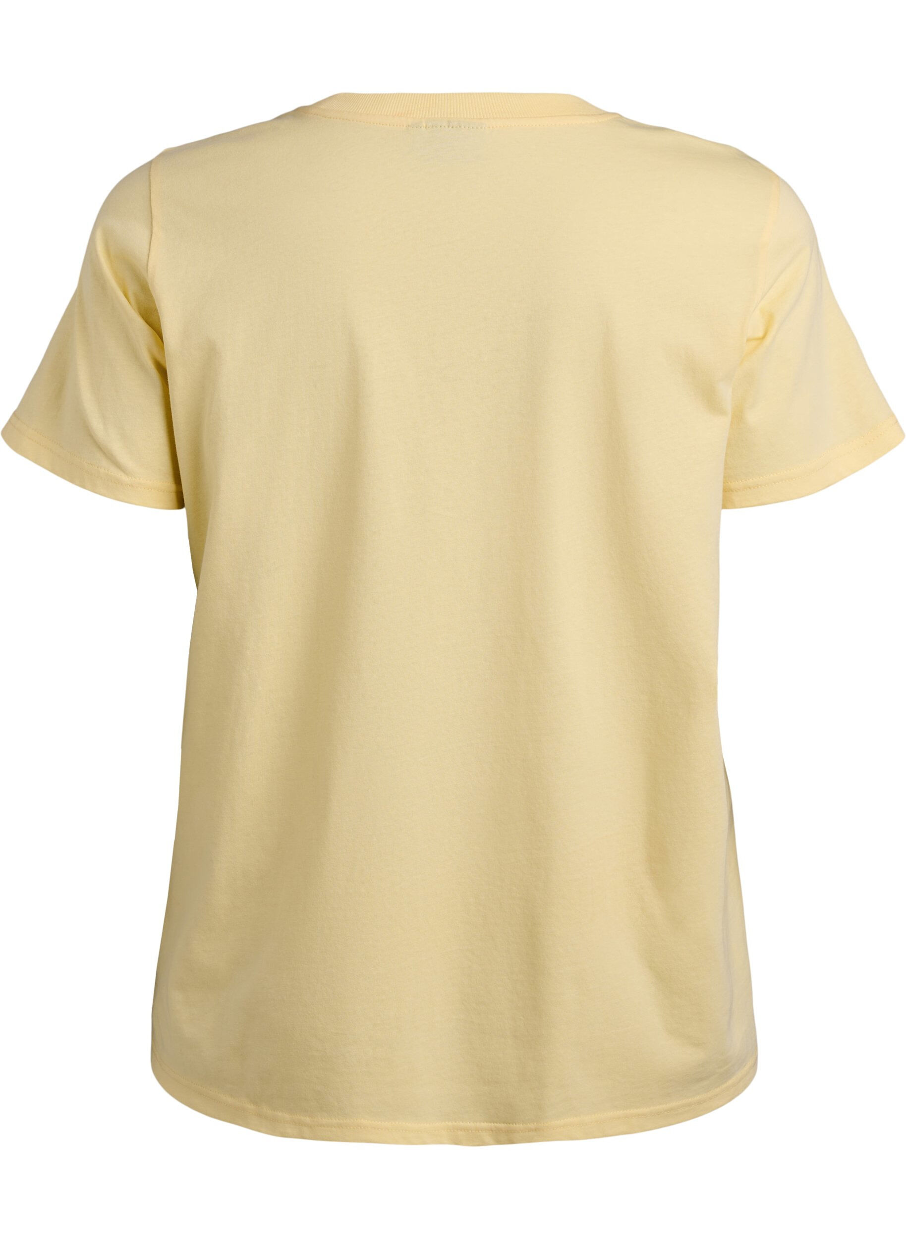 Zizzi Basis t-shirt i bomuld med rund hals , Gul, Packshot image number 1