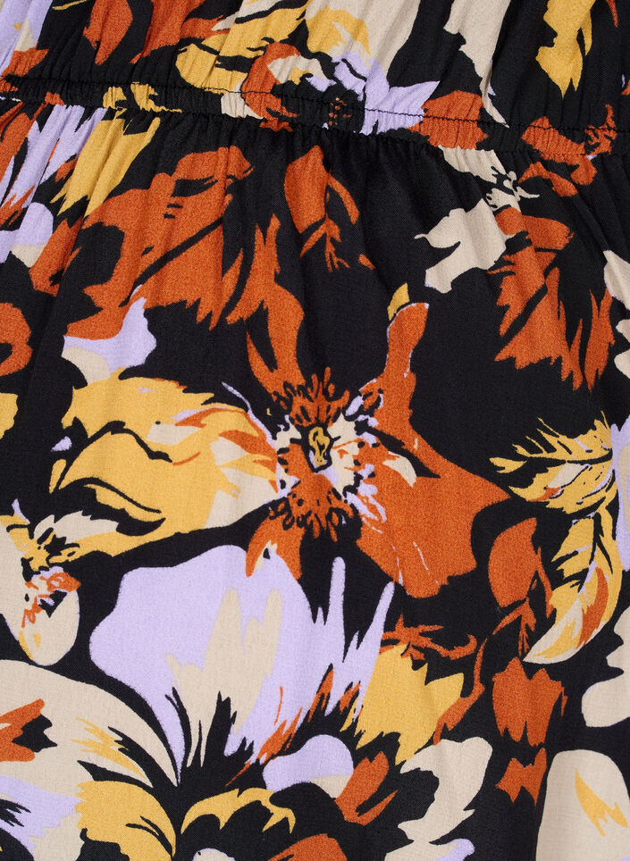 Graviditets bluse i viskose med blomsterprint, Black Flower AOP, Packshot image number 3