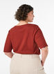 Ribbet jerseybluse med korte &aelig;rmer, R&oslash;d, Model image number 2