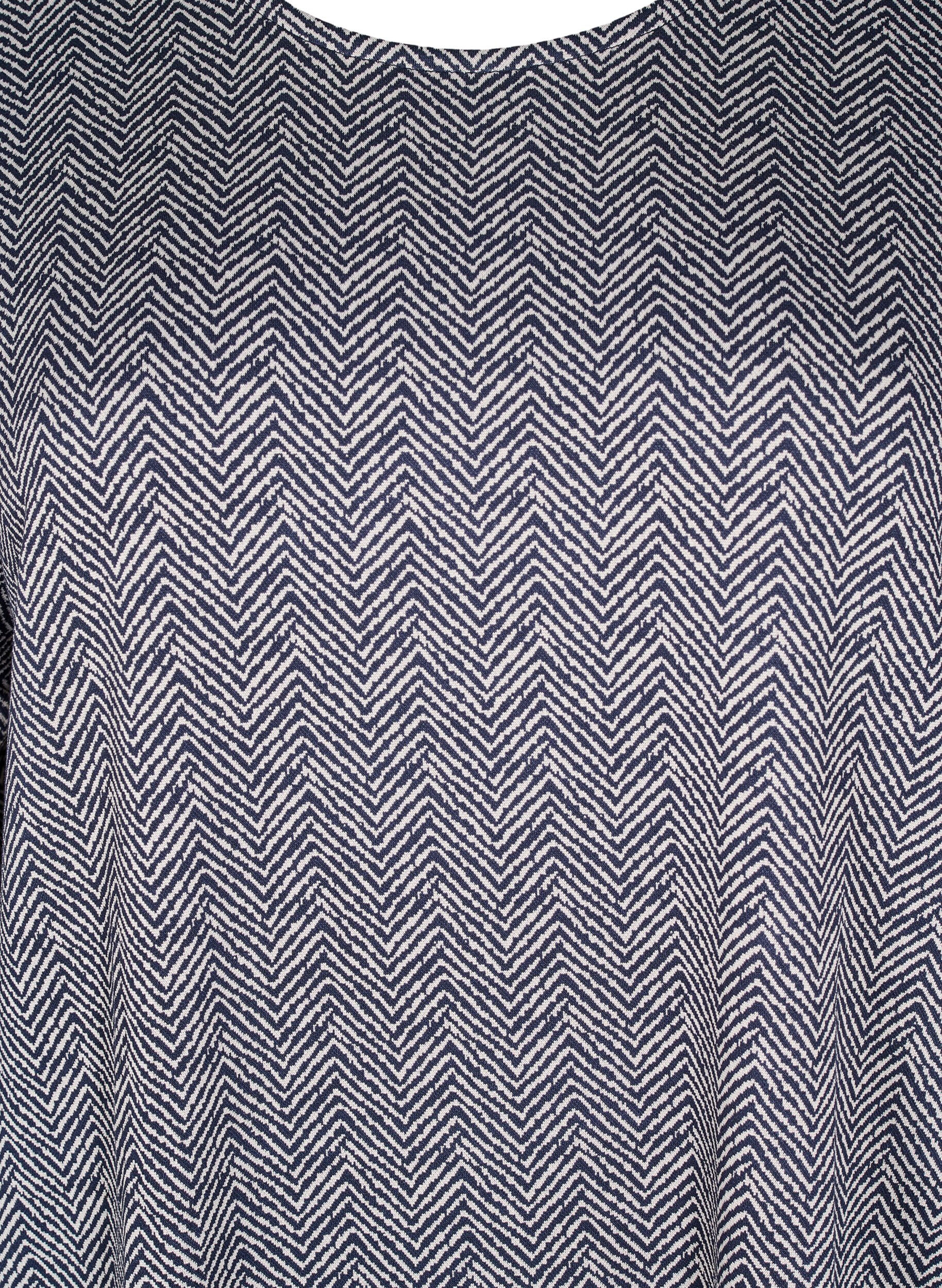 Zizzi M&oslash;nstret kjole med 3/4 &aelig;rmer, Bl&aring;, Packshot image number 2