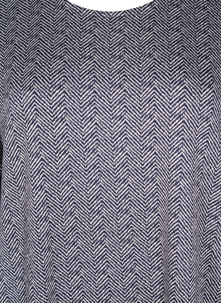 Mønstret kjole med 3/4 ærmer, Blå, Packshot image number 2