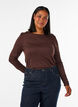 Lang&aelig;rmet bluse i uld og viskose, Brun, Model image number 0