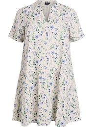 Kort kjole i bomuldsmusselin med A-facon, Beige