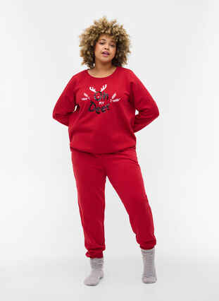 Jule sweatshirt , Red Oh Deer, Model image number 2