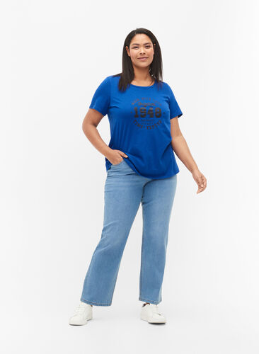Højtaljede Gemma jeans med regular fit, Light blue, Model image number 0
