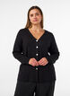 Finstrikket cardigan med dekorative knapper, Sort, Model image number 0