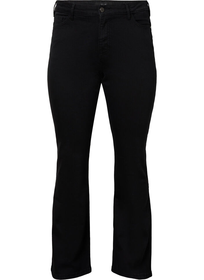 Ellen bootcut jeans med h&oslash;j talje, Sort, Packshot image number 0