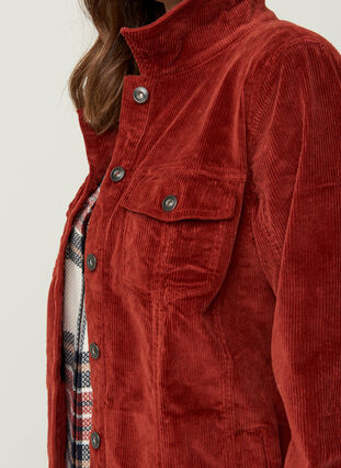Fløjls skjortejakke med lommer, Burnt Henna, Model image number 2