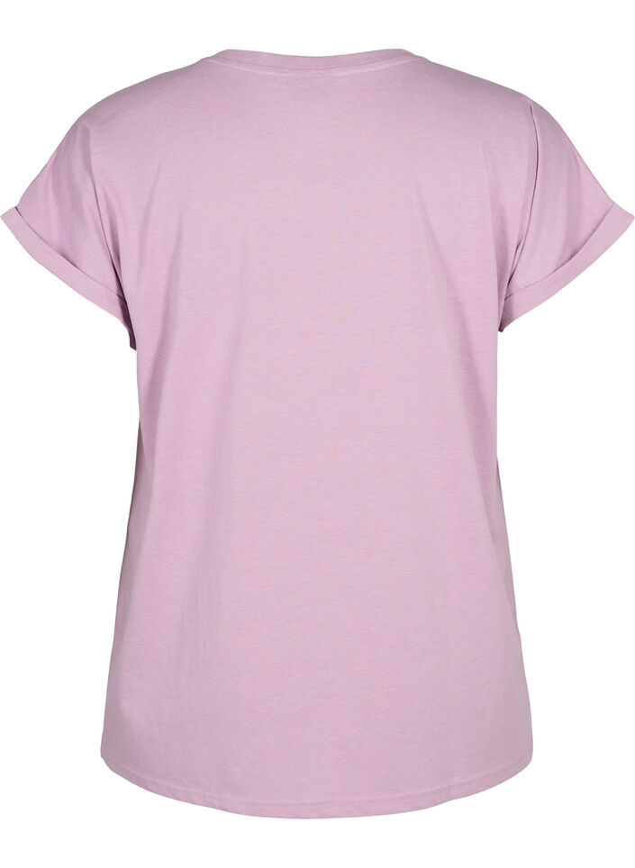 Kort&aelig;rmet t-shirt i bomuldsblanding, Lilla, Packshot image number 1