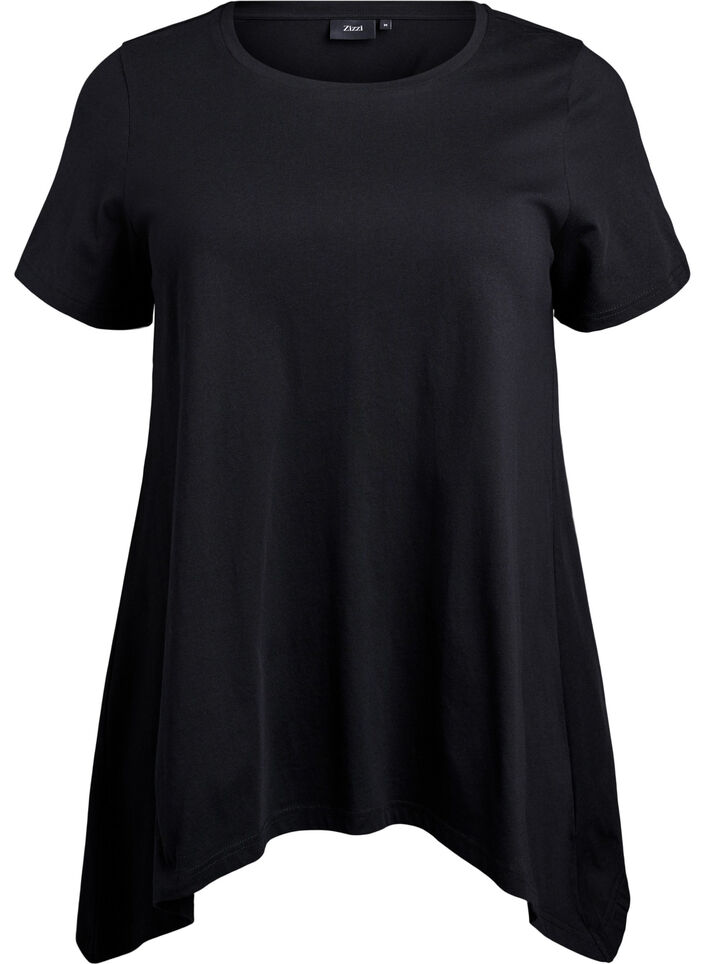 T-shirt med rund hals og A-facon, Sort, Packshot image number 0