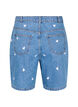 Denimshorts med høj talje og broderede hjerter, Blå, Packshot image number 1
