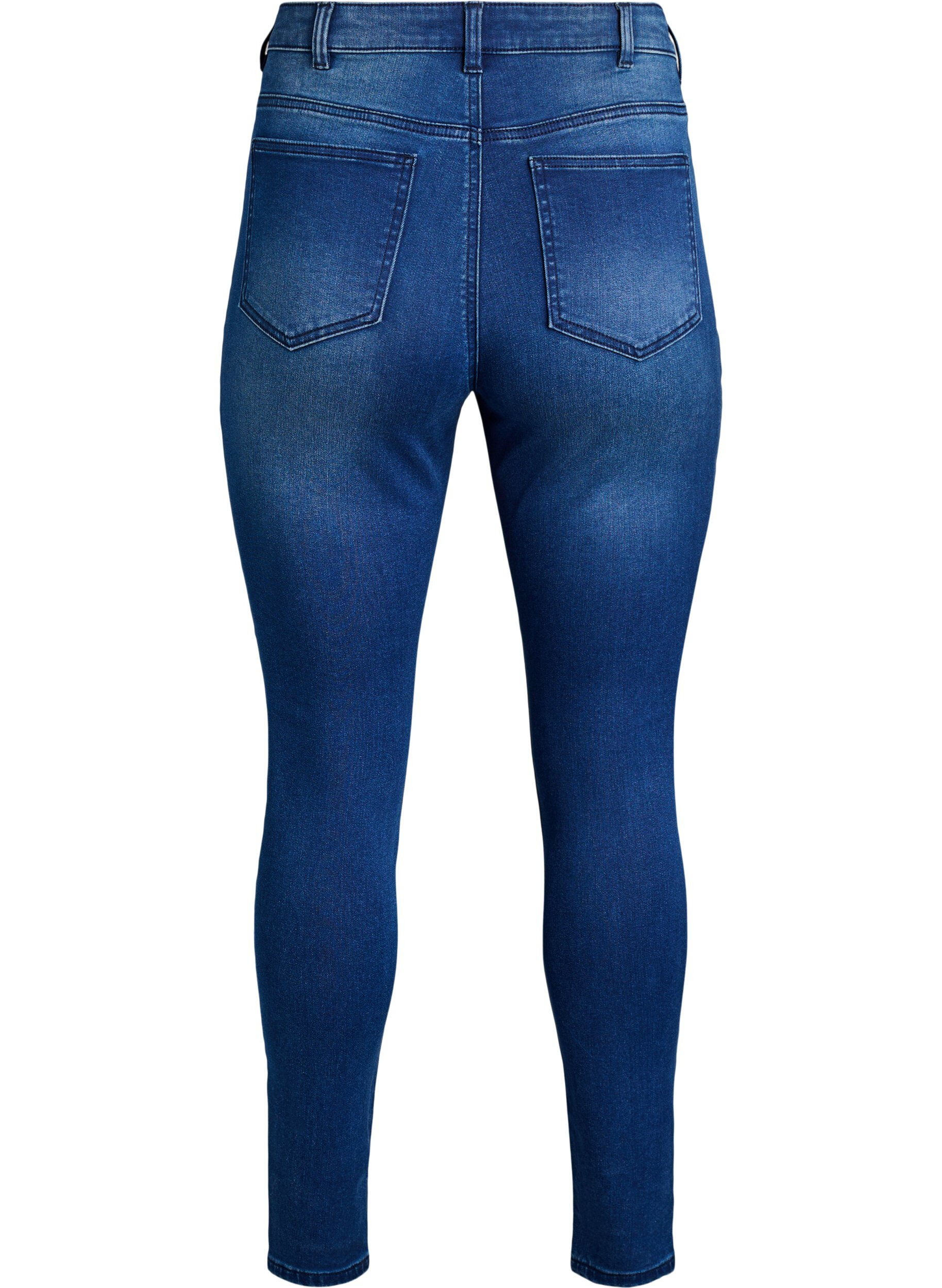 ZizziSuper slim Amy jeans med h&oslash;j talje, Bl&aring;, Packshot image number 1