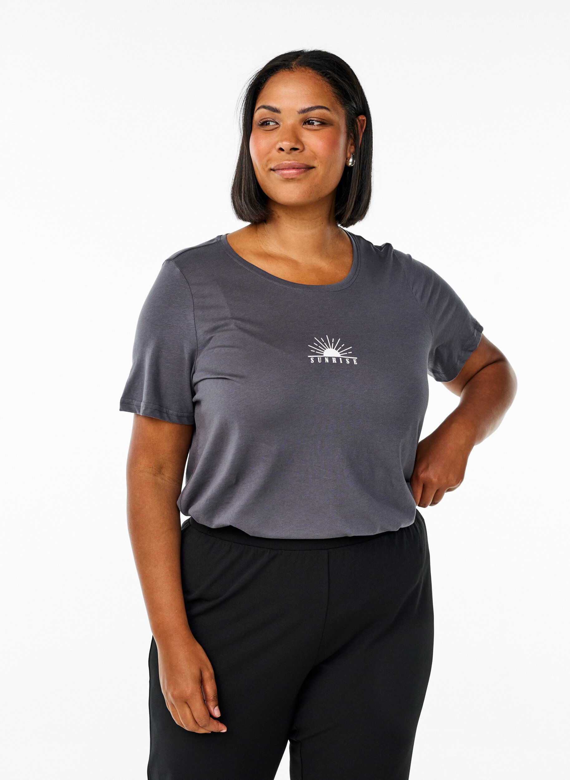 FLASH - T-shirt med motiv, Gr&aring;, Model