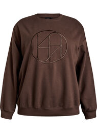 Sweatshirt med motiv, Brun
