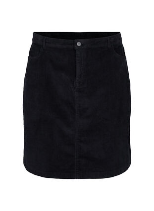 Bomulds nederdel i fløjl, Black, Packshot image number 0