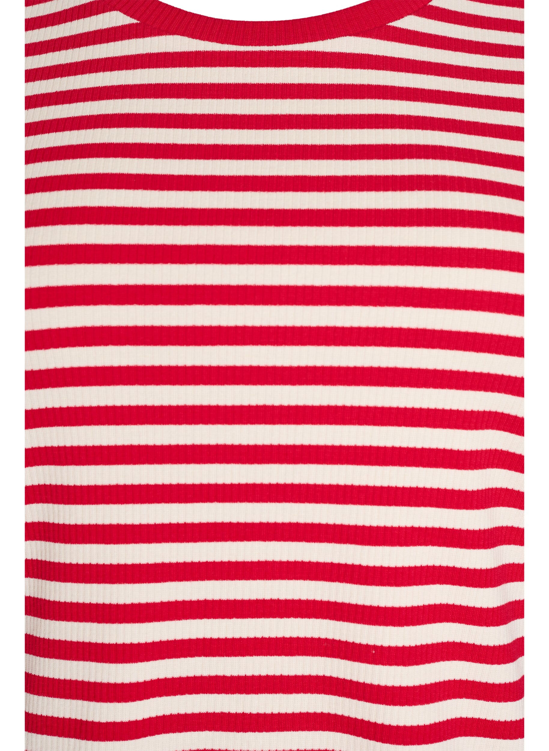 ZizziStribet t-shirt med ribstruktur, R&oslash;d, Packshot image number 2