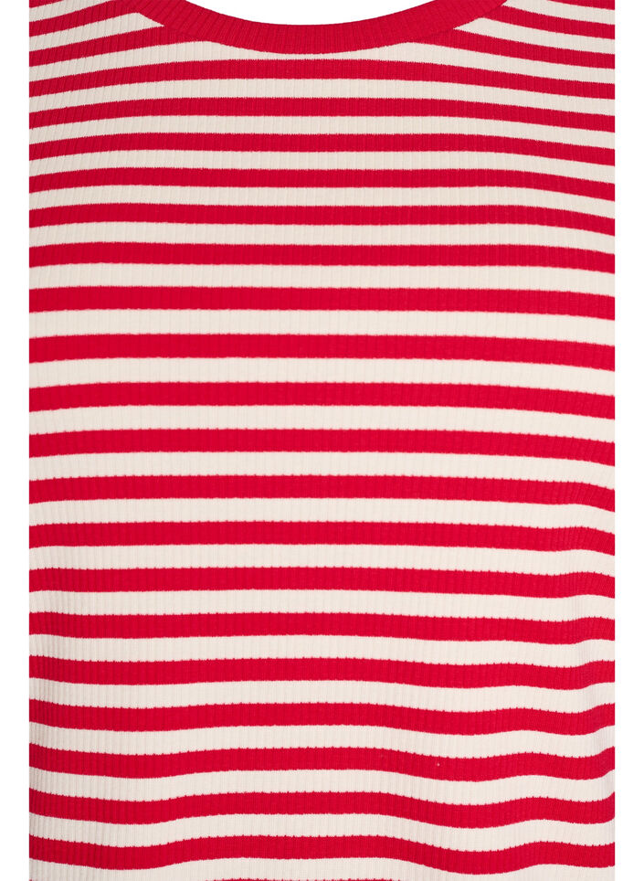 Stribet t-shirt med ribstruktur, R&oslash;d, Packshot image number 2