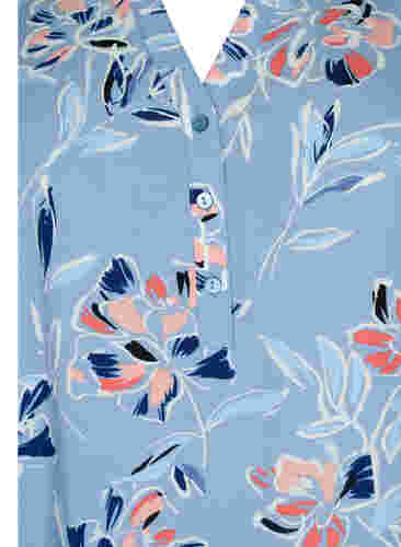 Blomstret bluse med 3/4 ærmer, Outline Flower, Packshot image number 2