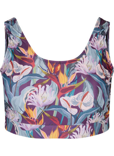 Printet bikini top med rund halsudskæring, Deep Tropical Print, Packshot image number 0