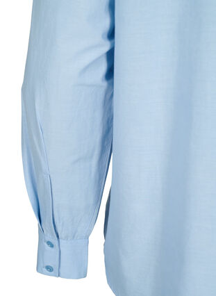 Skjorte i bomuld med broderi anglaise, Chambray Blue, Packshot image number 3
