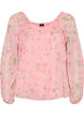 Chiffonbluse med blomster og lange &aelig;rmer , Lyser&oslash;d, Packshot image number 0