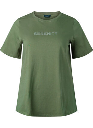 Økologisk bomulds t-shirt med tekst, Thyme SERENITY, Packshot image number 0
