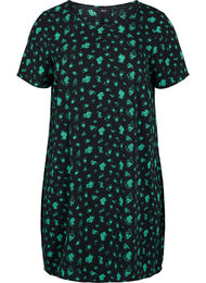 Printet kjole med korte ærmer, Green Flower AOP