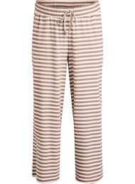 Stribede natbukser med h&oslash;j talje og brede ben, Beige