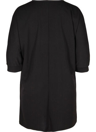 Ensfarvet tunika med 2/4 ærmer og plisséfold, Black, Packshot image number 1