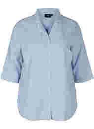 Stribet natskjorte i bomuld, White/Blue Stripe